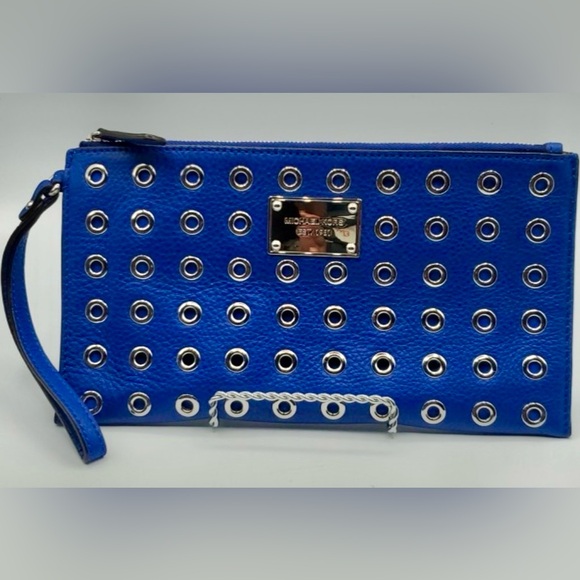 Michael Kors Vibrant Blue Wristlet with Silver Grommets - Picture 1 of 2